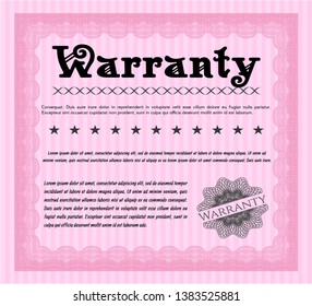 Pink Warranty template. With linear background. Customizable, Easy to edit and change colors. Money design. 