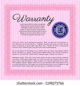 Pink Warranty template. Nice design. Detailed. With quality background. 