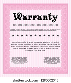 Pink Warranty template. Perfect design. Detailed. Printer friendly. 