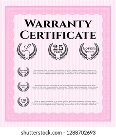 Pink Warranty template. Printer friendly. Customizable, Easy to edit and change colors. Beauty design. 
