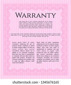Pink Warranty template. Sophisticated design. Printer friendly. Customizable, Easy to edit and change colors. 
