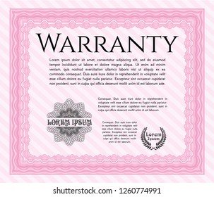 Pink Warranty. Vector illustration. Printer friendly. Sophisticated design. 
