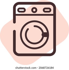 Lavadora rosa, ilustración, vector, sobre fondo blanco.