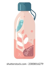 Pink water bottle over white