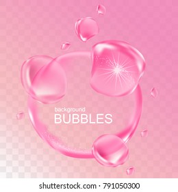 burbujas de agua rosa fondo ligero aislado 