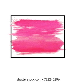 pink water color brush strokes in black frame on white