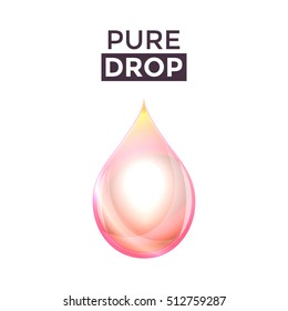 Pink Water Drop Isolated On White Background. Vector Illustration