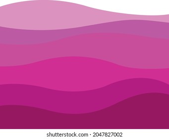 pink water or fluid with waves in different tones or mountains of a landscape with rose flowers - digital flat design background view from above	
