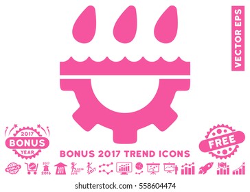 Pink Water Gear Drops pictograph with bonus 2017 year trend pictograph collection. Vector illustration style is flat iconic symbols, white background.