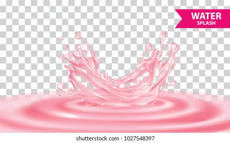 Pink Water , Juice Splash Vector Illustration