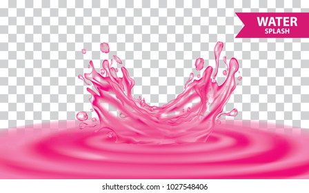 Pink Water , Juice Splash Vector Illustration