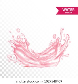 Pink Water , Juice Splash Vector Illustration