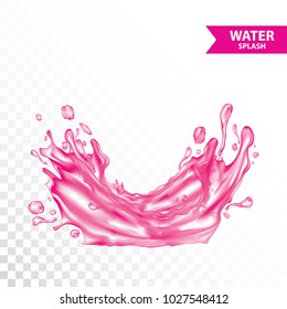 Pink water , juice splash vector illustration