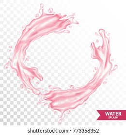 Agua rosada, Ilustración vectorial de salpicadura del jugo