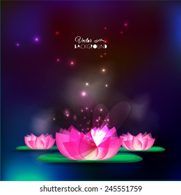 Pink water lotus background. Vector illustration