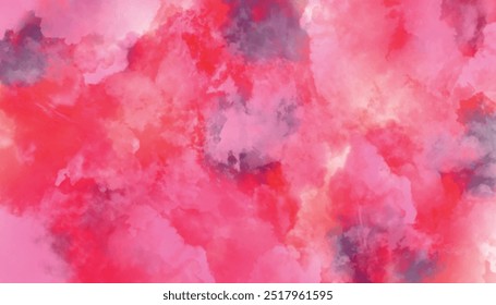 Pink watercolor abstract background. Beautiful pink clouds and smoke over them.	