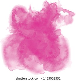 Pink watercolor background. Abstract aquarelle stain. Vector colorful splash on white backdrop. Beautiful texture for your graphic design, poster, flyer or web. Invitation card.