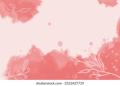 pink watercolor background with flora