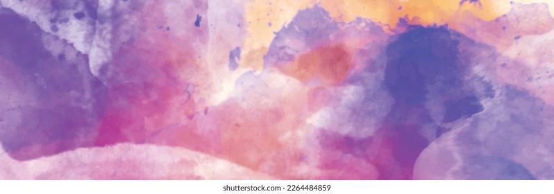 Pink watercolor background painting with abstract fringe and bleed paint drips and drops. Abstract watercolor drawing on a paper vector image illustration.