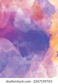 Pink watercolor background painting with abstract fringe and bleed paint drips and drops. Abstract watercolor drawing on a paper vector image illustration.