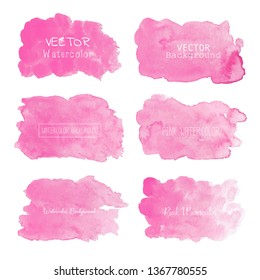 Pink watercolor background, Pastel watercolor logo, Vector illustration.
