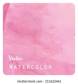 Pink watercolor background with rounded corners. Design made in a vector.