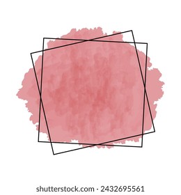 pink watercolor in black square, vector watercolor, for sale and headline banners,watercolor brush stroke 