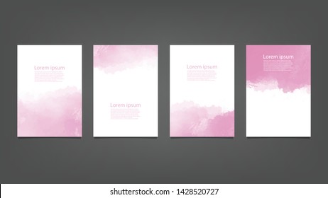 Pink watercolor Brochure for you design,vector.
