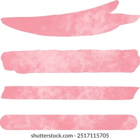 Pink watercolor brush line ,line set handwritten style