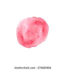 Pink watercolor brush stroke circle isolated on white. Pastel color. Vector