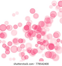 pink watercolor bubble pattern with circles in different shapes and sizes on white background, vector illustration