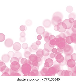 pink watercolor bubble pattern with overlapping circles in different shades on white background, vector illustration