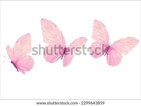pink watercolor butterfly hand drawn design vector