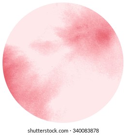 Pink watercolor circle background. Vector design element.