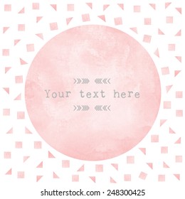 Pink Watercolor Circle Paper Background. Vector Template Design Element