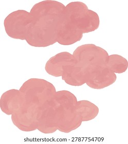 Pink Watercolor Clouds Elements Collectio
