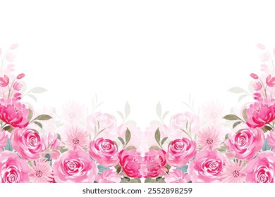 pink watercolor flower frame background
