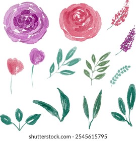 Pink Watercolor Flower Isolated. Watercolor Flower Premade. Watercolor Flower Arrangement