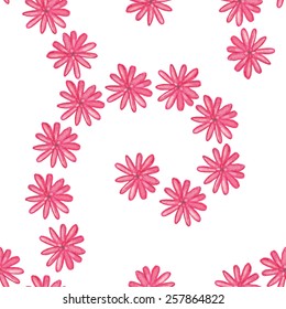 Pink watercolor flowers seamless pattern - vector