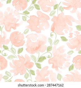pink watercolor flowers seamless pattern. vector illustration for your design