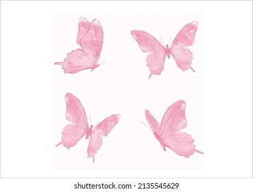 pink watercolor four butterfly design