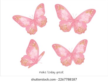 pink watercolor glitter hand drawn design 