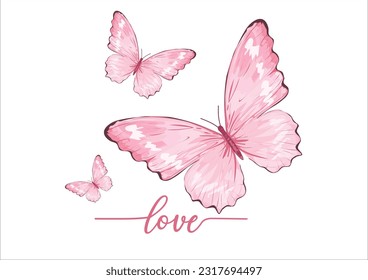 pink watercolor hand drawn design vector