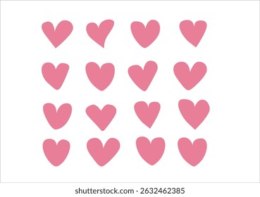 pink watercolor hand drawn design hearts set heart love 
