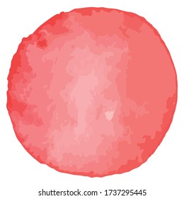 Pink watercolor hand painted round stain isolated on white. Illustration for artistic design. Vector illustration.