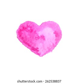 Pink watercolor heart. Vector. EPS 10