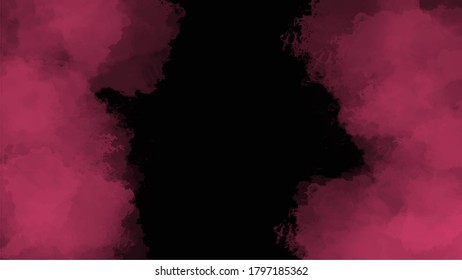 Pink watercolor on black background for textures backgrounds and web banners design