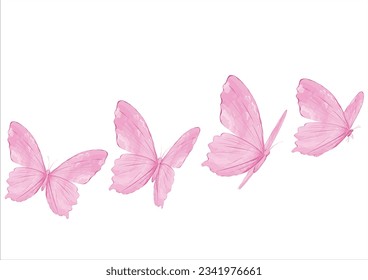 vector dibujado a mano por mariposa rosa