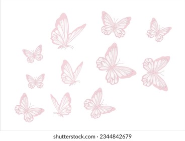 pink watercolor set vector design hand drawn