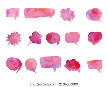 Pink Watercolor speech bubbles on white background. Vector illustration